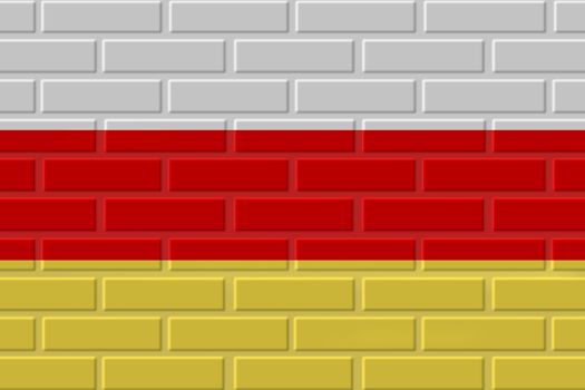 South ossetia painted flag. Patriotic brick flag illustration background. National flag of South ossetia