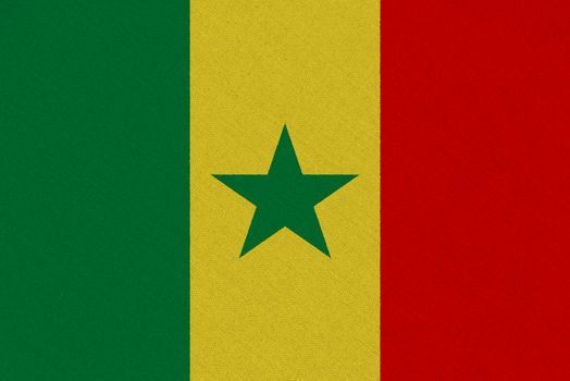 Senegal fabric flag. Patriotic background. National flag of Senegal