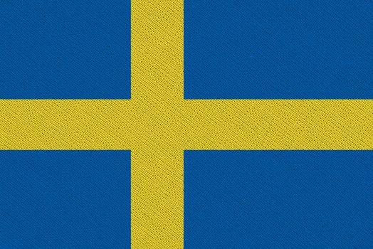 Sweden fabric flag. Patriotic background. National flag of Sweden