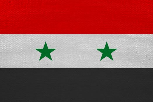 Syria flag on canvas. Patriotic background. National flag of Syria