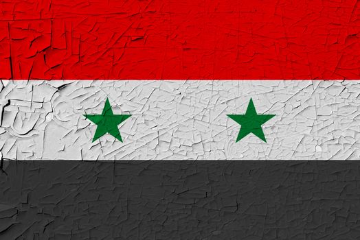 Syria painted flag. Patriotic old grunge background. National flag of Syria