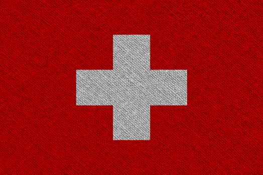 Switzerland fabric flag. Patriotic background. National flag of Switzerland