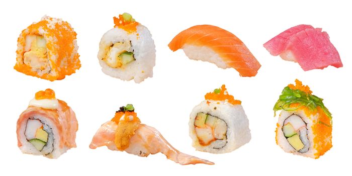 Japanese Cuisine - Sushi Roll in white background