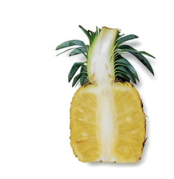 Pineapple cut of half on a white background.