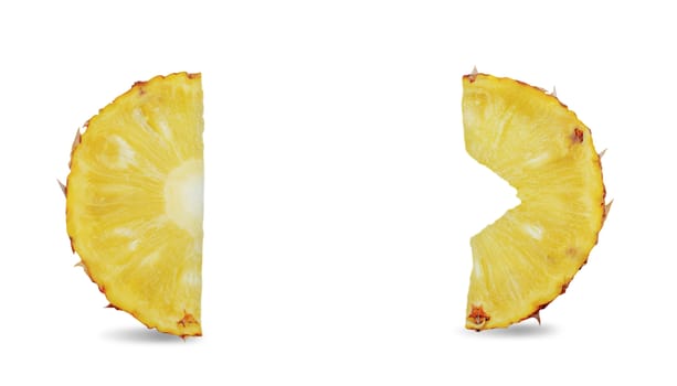 Pineapple slices of ripe with isolated background.