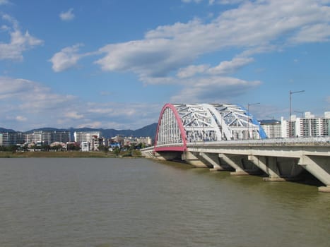 Soyanggang (Soyang river) bridge near the skywalk in Chuncheon city of South Korea