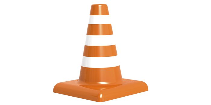 Traffic cone isolated on white background, 3D rendering