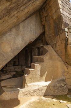 Machu Picchu, Peru - April 6, 2014: Temple of Pachamama, in archaeological complex of the city of Machu Picchu, Peru.