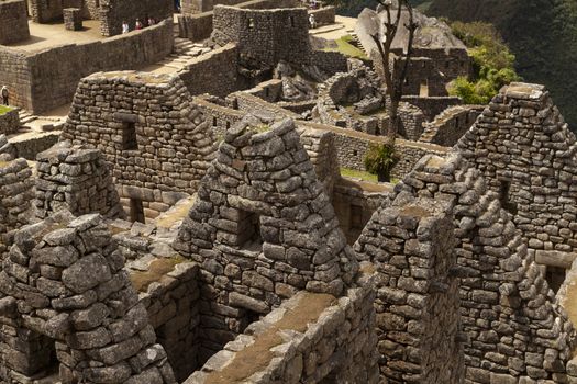 Machu Picchu, Peru - April 6, 2014: Architecture and details of the ancient residential area, Machu Picchu, Peru.