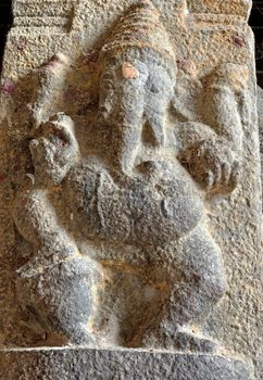 Beautiful stone carving of ancient sculptures in the temples in Tamilnadu