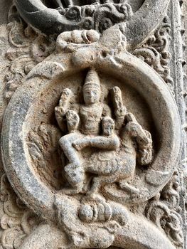 Beautiful stone carving of ancient sculptures in the temples in Tamilnadu
