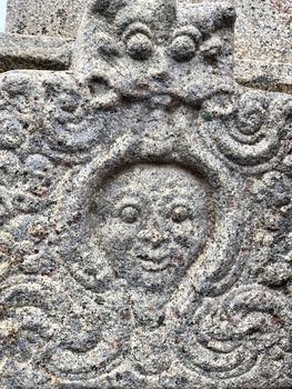 Beautiful stone carving of ancient sculptures in the temples in Tamilnadu