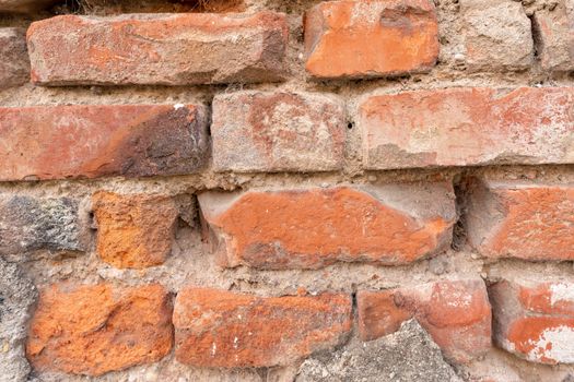 Orange red brick wall pattern. Orange brick texture.close up.