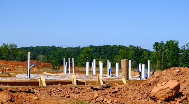PVC Pipes in New Slab at Construction Site