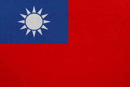 Taiwan flag on canvas. Patriotic background. National flag of Taiwan