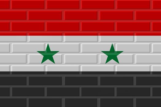 Syria painted flag. Patriotic brick flag illustration background. National flag of Syria