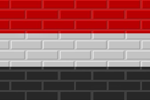 Yemen painted flag. Patriotic brick flag illustration background. National flag of Yemen