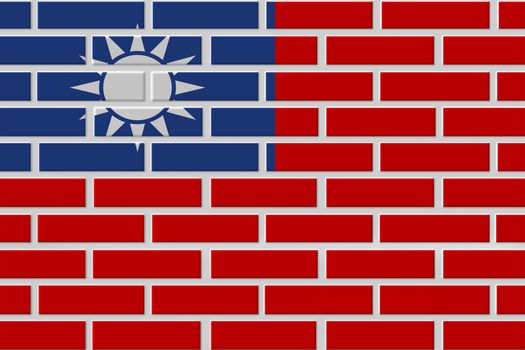 Taiwan painted flag. Patriotic brick flag illustration background. National flag of Taiwan