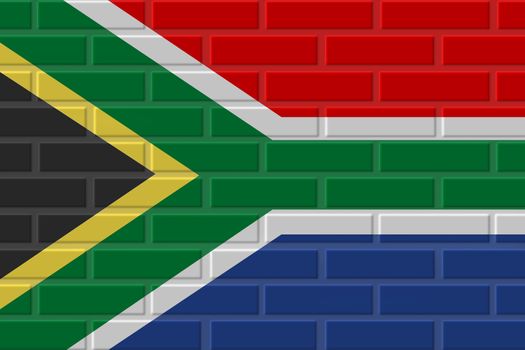 South Africa painted flag. Patriotic brick flag illustration background. National flag of South Africa