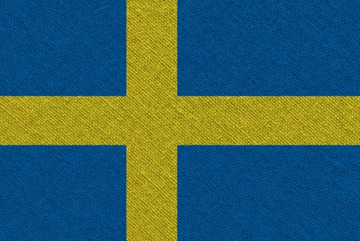 Sweden fabric flag. Patriotic background. National flag of Sweden