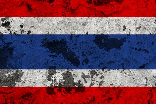 Thailand flag on old wall. Patriotic grunge background. National flag of Thailand