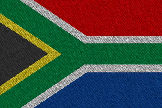 South Africa fabric flag. Patriotic background. National flag of South Africa