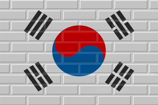 South korea painted flag. Patriotic brick flag illustration background. National flag of South korea