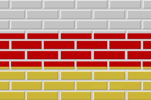 South ossetia painted flag. Patriotic brick flag illustration background. National flag of South ossetia