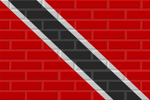 Trinidad and Tobago painted flag. Patriotic brick flag illustration background. National flag of Trinidad and Tobago