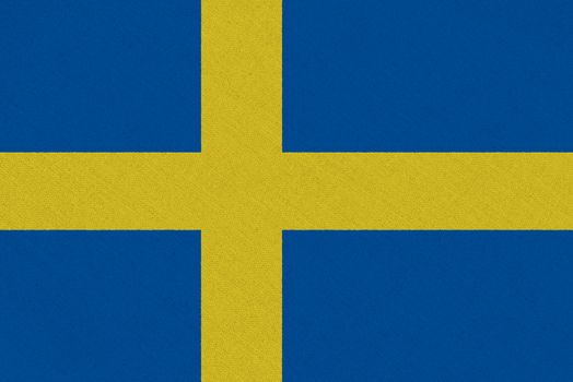 Sweden fabric flag. Patriotic background. National flag of Sweden