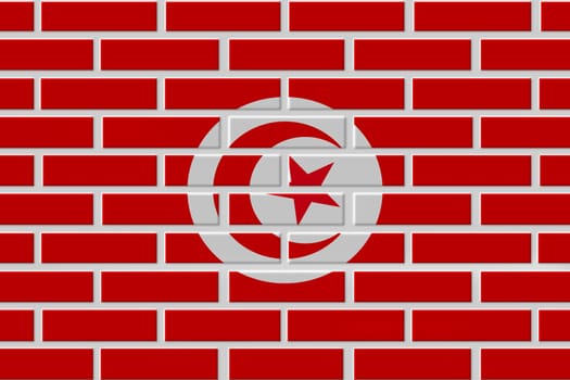 Tunisia painted flag. Patriotic brick flag illustration background. National flag of Tunisia