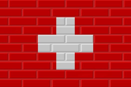 Switzerland painted flag. Patriotic brick flag illustration background. National flag of Switzerland