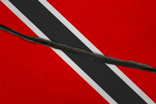 Trinidad and Tobago flag cracked. Patriotic background. National flag of Trinidad and Tobago