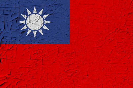 Taiwan painted flag. Patriotic old grunge background. National flag of Taiwan