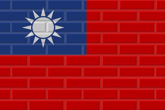Taiwan painted flag. Patriotic brick flag illustration background. National flag of Taiwan