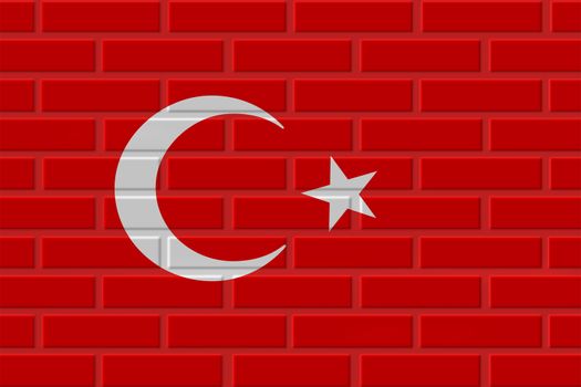 Turkey painted flag. Patriotic brick flag illustration background. National flag of Turkey