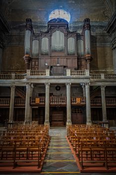 Inside of beautiful, famous cathedral of town Castres in France. The Wars of Religion also claimed a big part of the town’s cathedral, which was rebuilt in the 17th and 18th centuries.