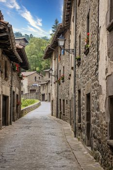 Streets of medieval village of Rupit, Catalonia of Spain