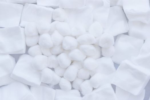 Closeup group of cotton wool texture background.