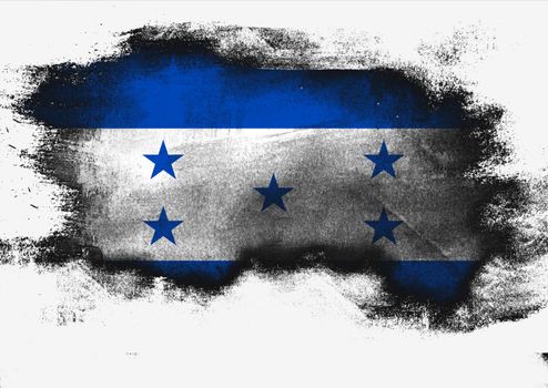 Honduras flag painted with brush on white background, 3D rendering