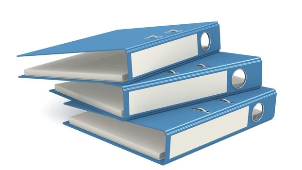 Blue folder isolated on white background, 3d rendering