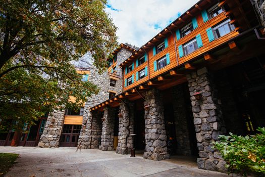 Yosemite, USA - October 14th 2016: The grounds surrounding the Ahwahnee Hotel in the center of Yosemite Valley in California, USA