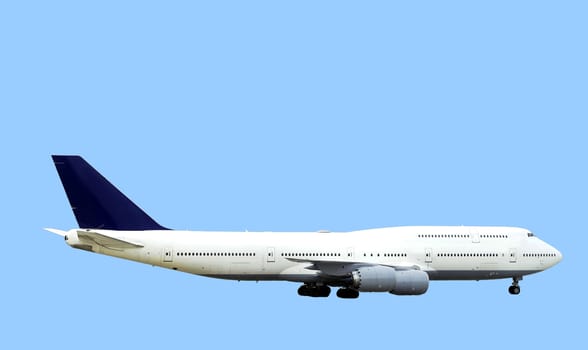 Large passenger aircraft isolated on blue background.