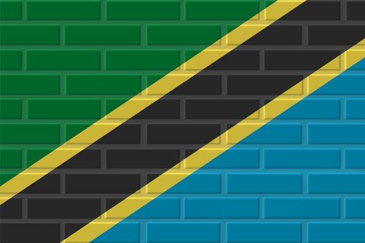 Tanzania painted flag. Patriotic brick flag illustration background. National flag of Tanzania