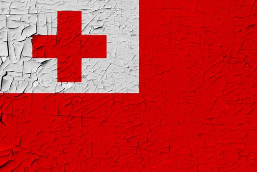 Tonga painted flag. Patriotic old grunge background. National flag of Tonga