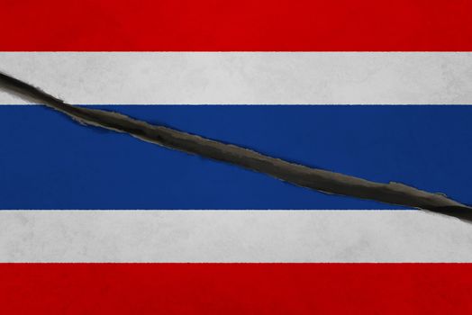 Thailand flag cracked. Patriotic background. National flag of Thailand