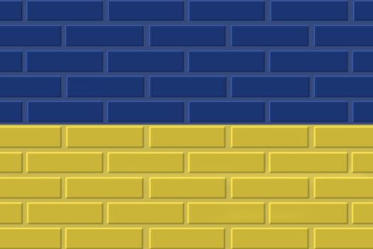 Ukraine painted flag. Patriotic brick flag illustration background. National flag of Ukraine