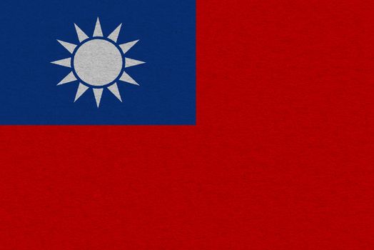 Taiwan flag painted on paper. Patriotic background. National flag of Taiwan