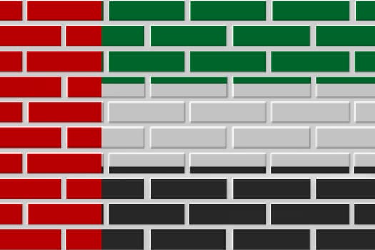 United arab painted flag. Patriotic brick flag illustration background. National flag of United arab