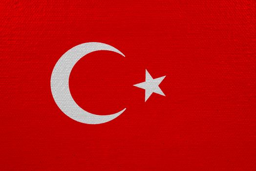 Turkey flag on canvas. Patriotic background. National flag of Turkey